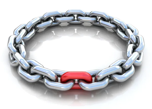 stock image 3d illustration of metal chain circle over white b