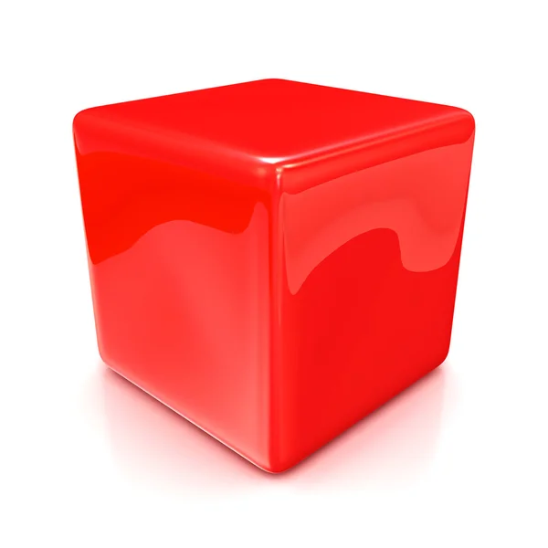 Cube rouge isolé sur fond blanc — Photo