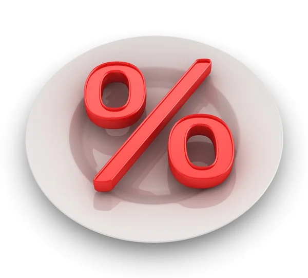 3d renderização de por cento na placa — Fotografia de Stock