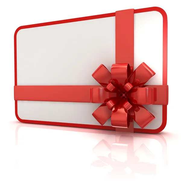 Lege Geschenkenkaart met rood lint — Stockfoto