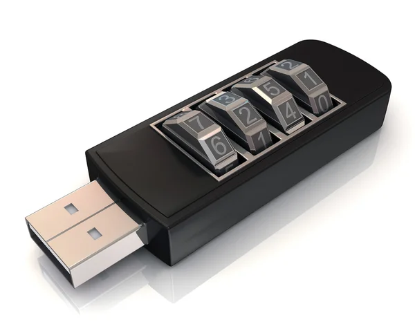 Unidade de memória flash USB com combinação de segurança l — Fotografia de Stock