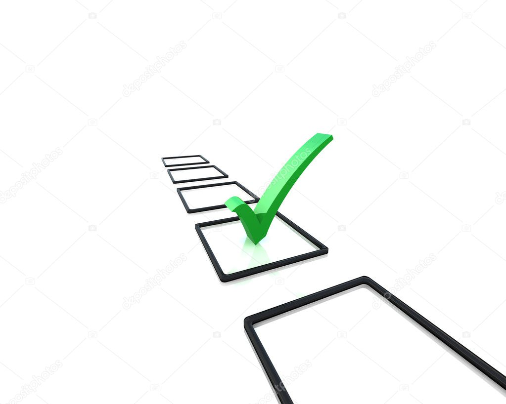 Isolated check box with check mark. 3d image
