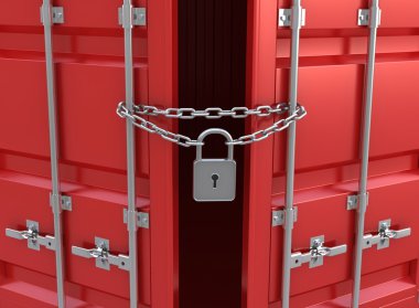 Red freight container is closed on the lock clipart