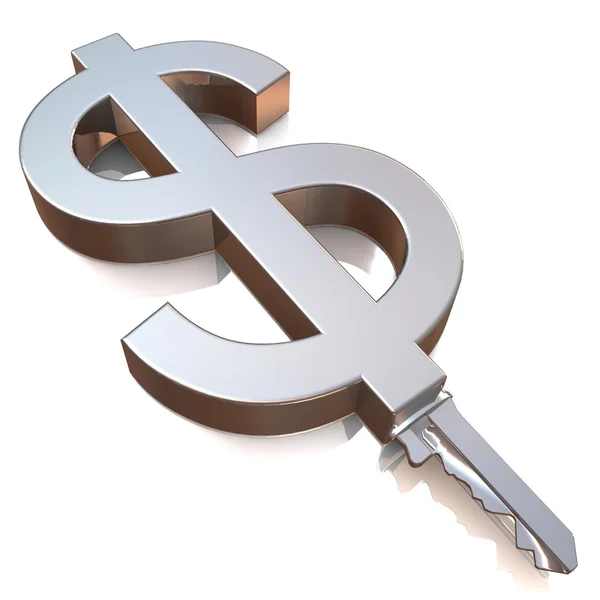 Steel Key With Dollar Sign As — Stock Photo, Image