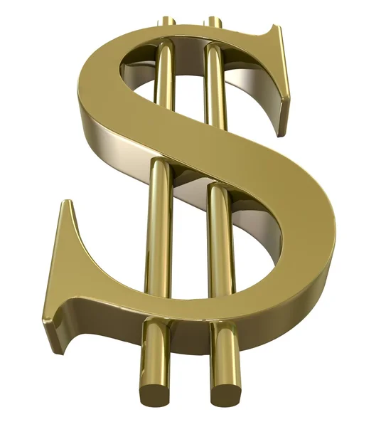 Altın dolar izole işareti — Stok fotoğraf