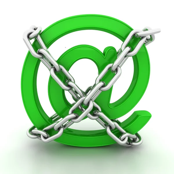 Green metallic AT symbol chains — Stock Photo, Image