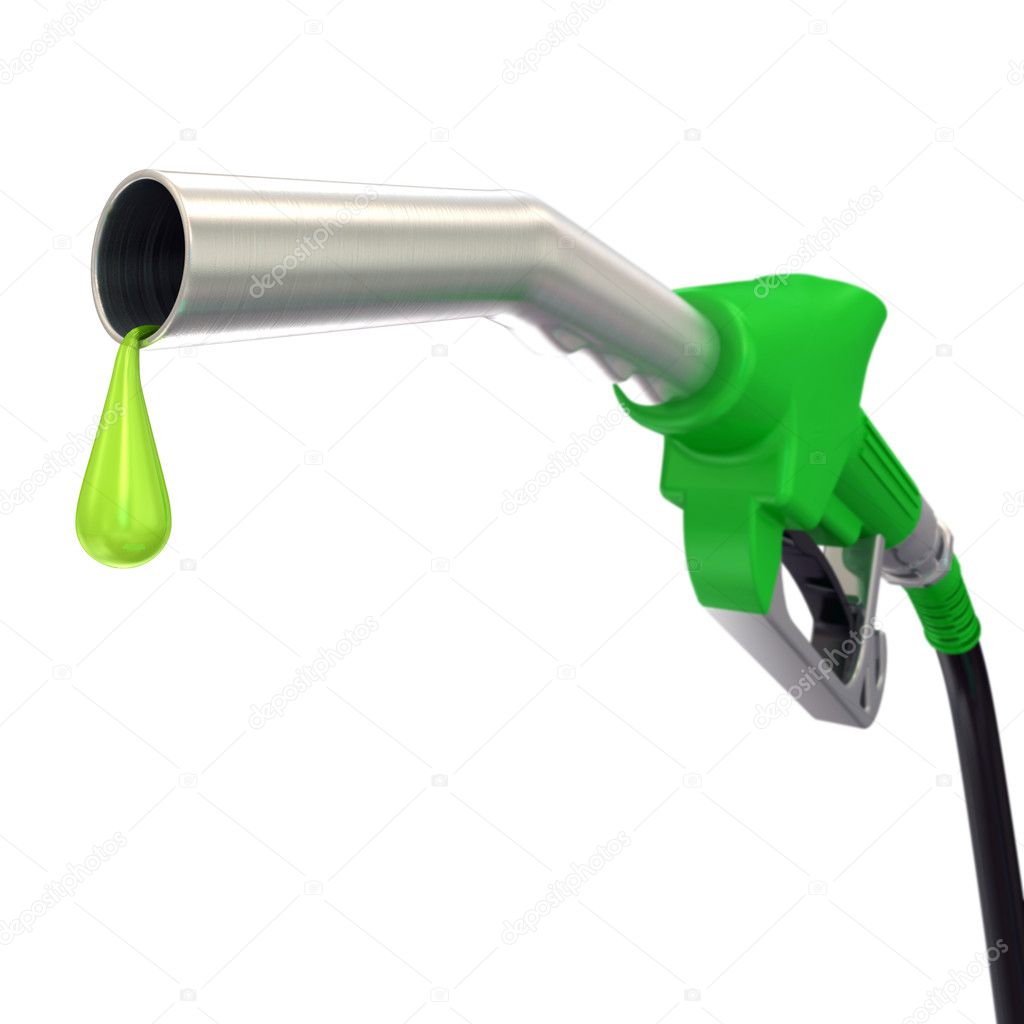 Isolated Green Gas Pump Nozzle