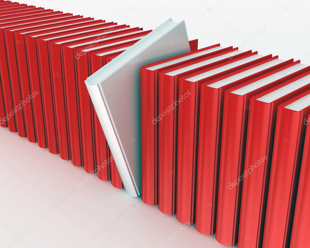 White book within red ones rendered on white background