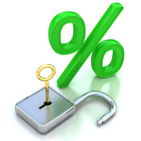Grün-metallisches Prozentsymbol geschlossen — Stockfoto