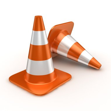Traffic cones 3d illustration clipart