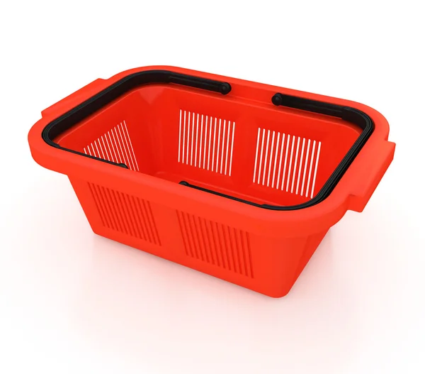 Kırmızı plastik alışveriş sepeti — Stok fotoğraf