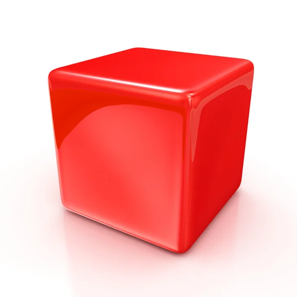 Červená kostka, samostatný — Stock fotografie