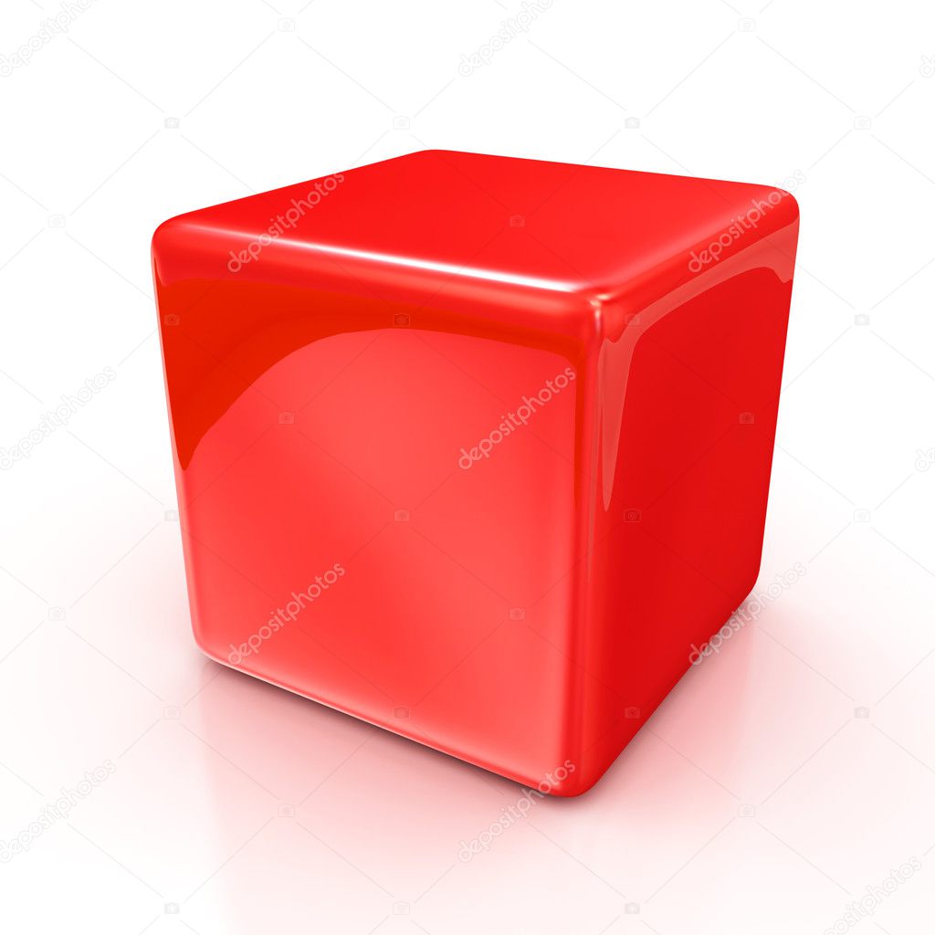 Red cube isolated