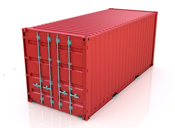 Красный грузовой контейнер — стоковое фото