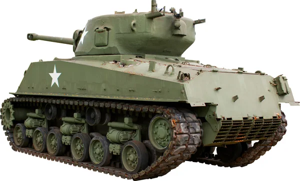 Американский танк, утепленный на белом Стоковое Фото