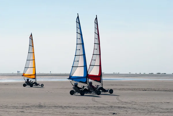 stock image Land sailing on the beach in summer