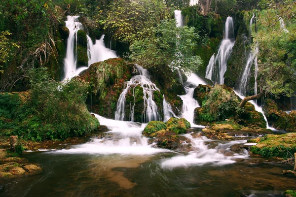 stock image Serene waterfall cascades in wilderness