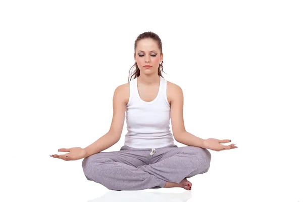 stock image Attractive girl making yoga