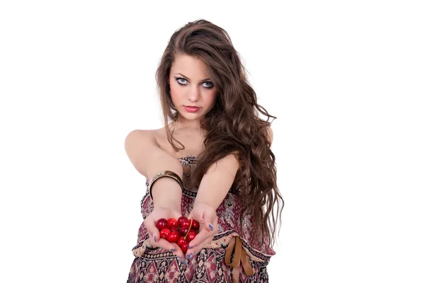 Cherry ile güzel model Stok Fotoğraf