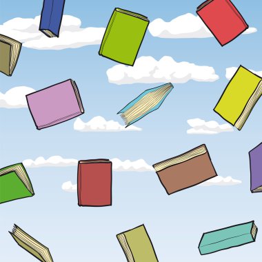 Books in the air clipart