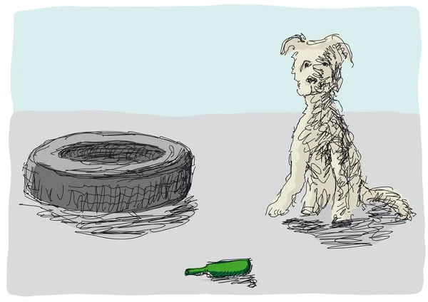 捨て犬 — ストックベクタ