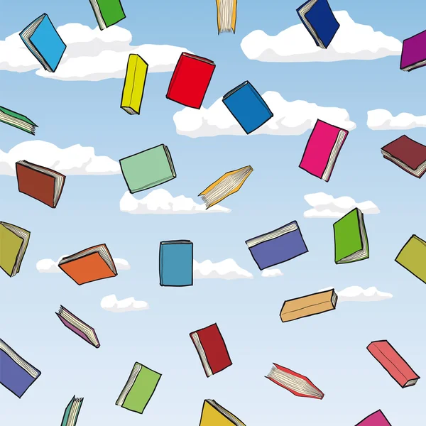 Könyvek a levegőben — Stock Vector