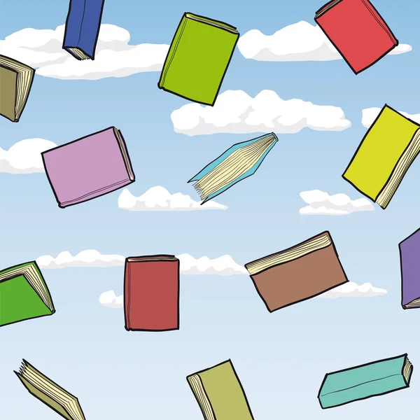Boeken in de lucht — Stockvector