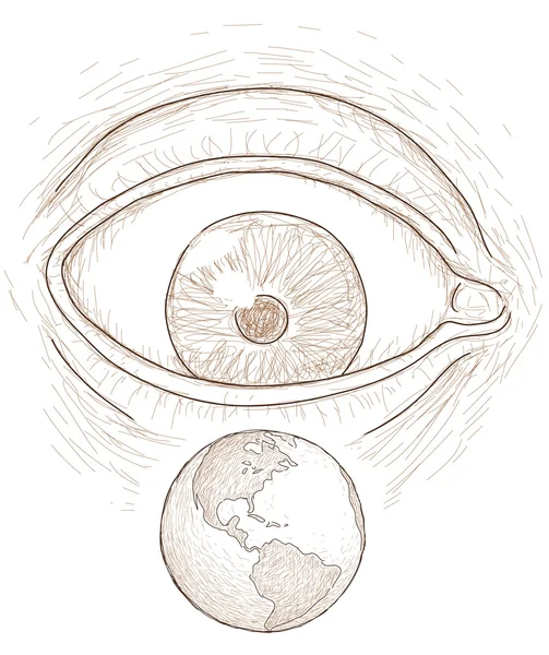 Глаз видит мир — стоковый вектор