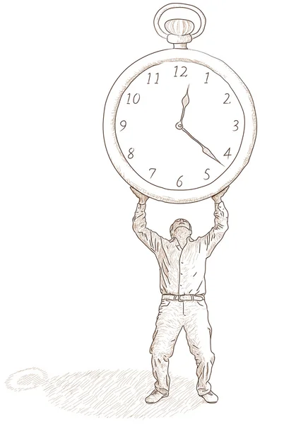 Homme et horloge — Image vectorielle