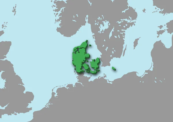 丹麦的 3d 地图 — 图库照片