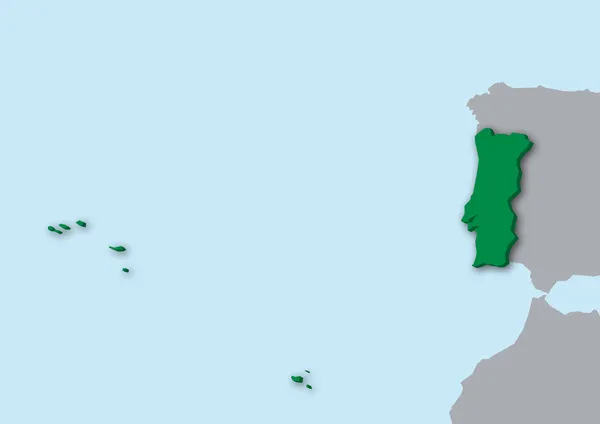 3D карта Португалия — стоковое фото