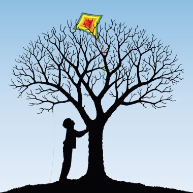 Child and kite clipart