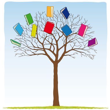 Books on the tree clipart