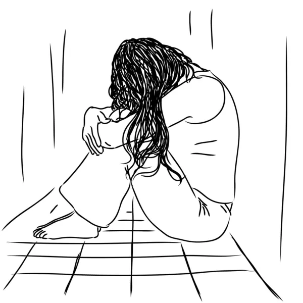 悲伤的女人 — 图库矢量图片