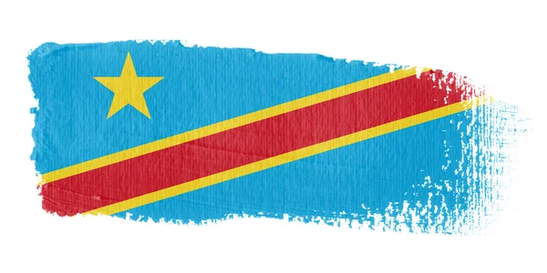 Penseldrag flagga demokratiska republiken Kongo — Stockfoto
