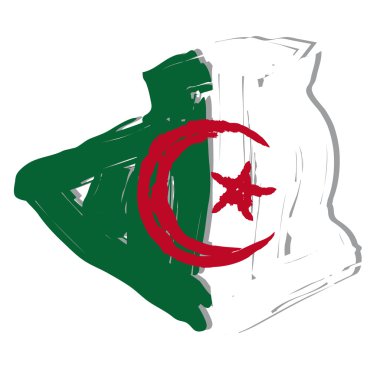 Sketch map flag Algeria clipart