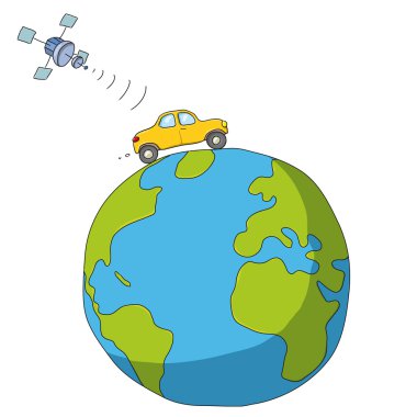 Car and Satellite clipart