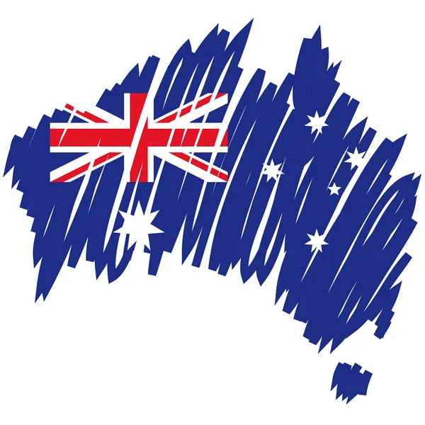 Zászló Ausztrália Térkép — Stock Vector