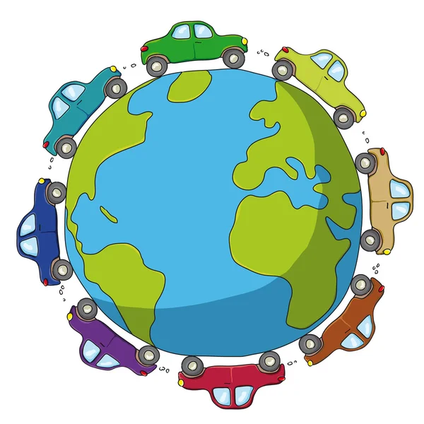 Carros ao redor do mundo — Vetor de Stock