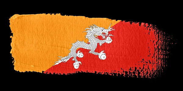 Pincelada Bandeira Butão — Fotografia de Stock