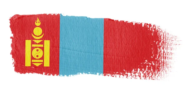 Ecsetvonás zászló Mongólia — Stock Fotó