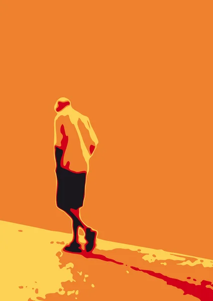 Un homme qui marche seul — Image vectorielle