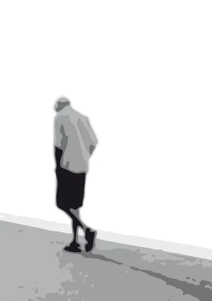 Yalnız yürüyen adam — Stok Vektör