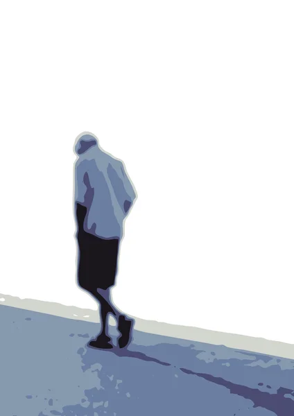 Man who walks alone Stock Illustration