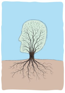 Tree-shaped head clipart