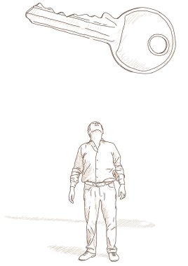 Man and key clipart