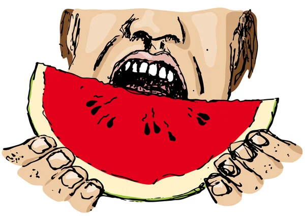 吃西瓜 — 图库矢量图片