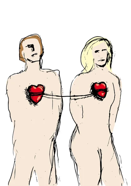 Зв'язані серця — стоковий вектор