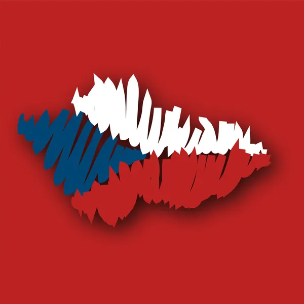 Mapa Bandeira Czech Republic — Vetor de Stock