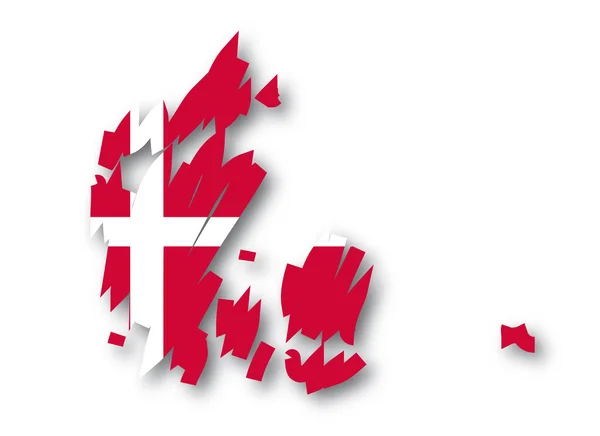 デンマークのマップの旗 — ストックベクタ